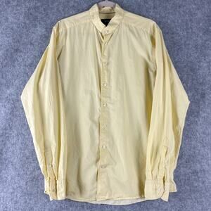 Eton Shirt Mens Large 41/16 Yellow Lightweight Twill‎ Cotton Silk Trim Button Up
